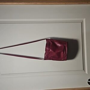 Burgundy leather tooled shoulder bag